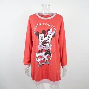 Disney Mickey & Minnie Mouse Nightgown Sleep Shirt Womens L 12-14 Red